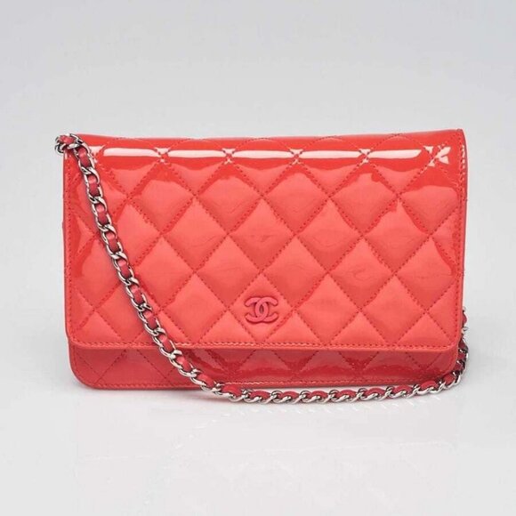 Chanel Pink Quilted Patent Leather Classic WOC Clutch Bag - Picture 1 of 12